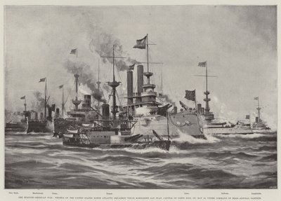 De Spaans-Amerikaanse Oorlog, Schepen van het Noord-Atlantische Eskader van de Verenigde Staten die San Juan, de hoofdstad van Puerto Rico, bombardeerden op 12 mei, onder bevel van Schout-bij-nacht Sampson door Charles John de Lacy